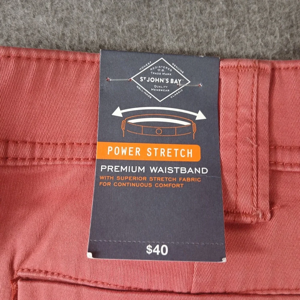 St John's Bay Cargo Shorts Mens 40 Pink Garnet‎ Rose Power Stretch New 516-6031